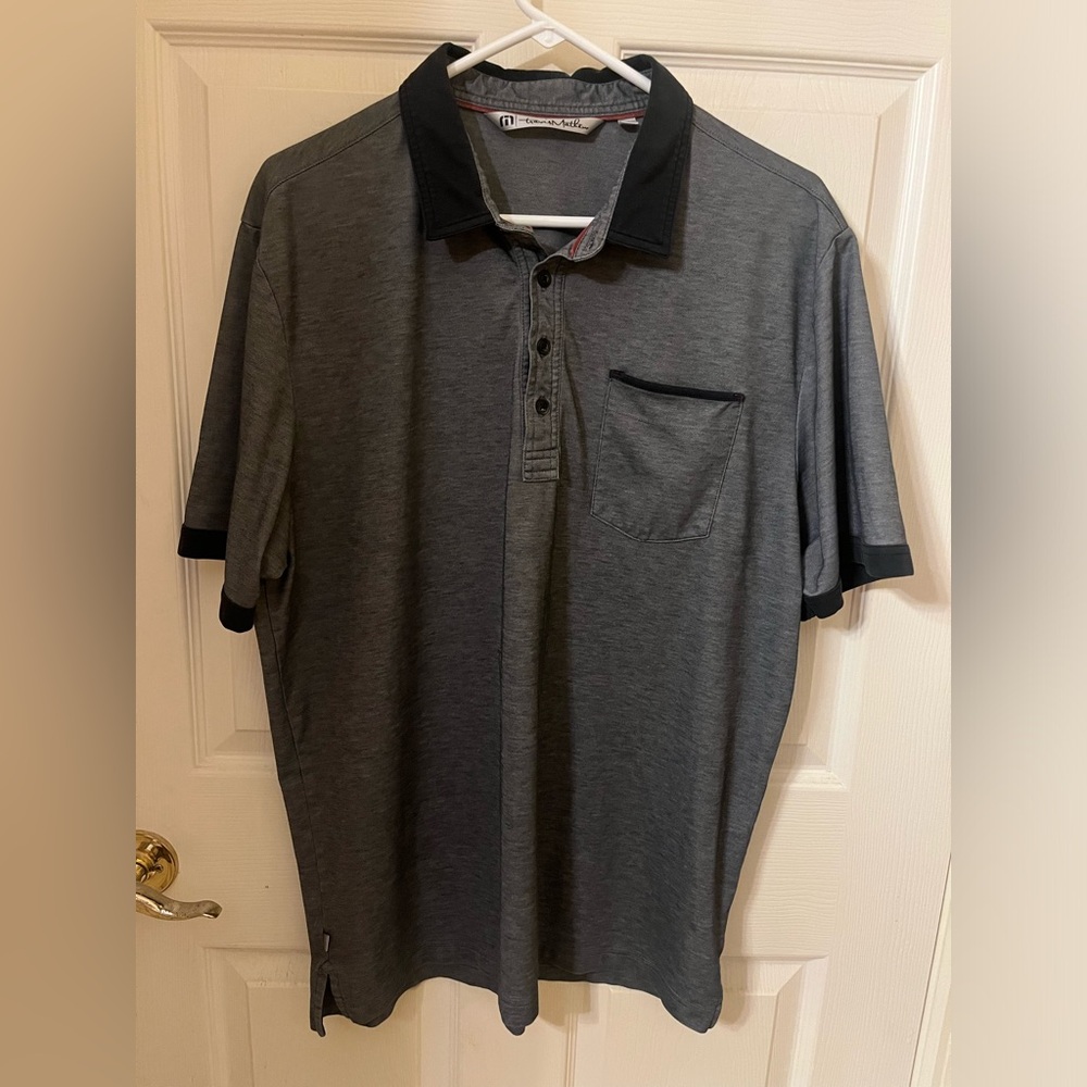 Travis Mathew Men’s Polo Shirt Size XL Black/Gray Designer Brand